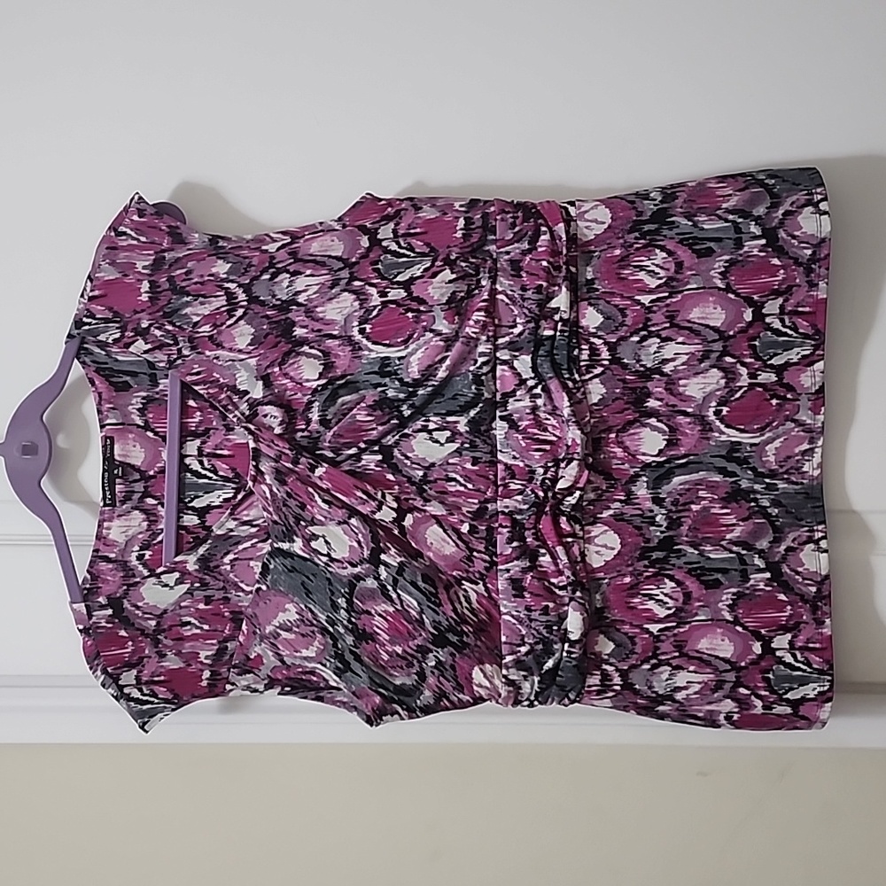 PRESTON & YORK Sleeveless V Neck Black, Pink, Grey & White Top Size XL
